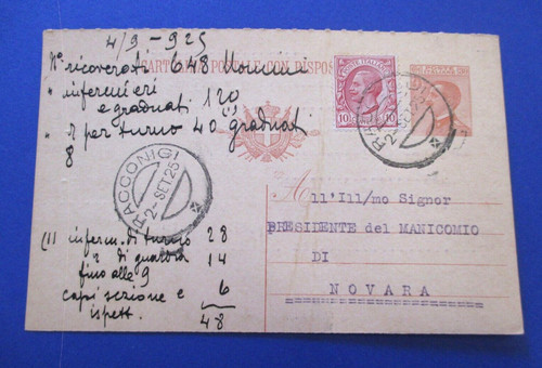 Cartolina postale con - , risposta