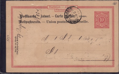 Württemberg intero postale